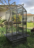 Large Elegance and Durable Wrought Iron Open Play Top Stand Bird Parrot Rolling Cage, Include Metal Seed Guard Solid Metal Feeder Nest Door