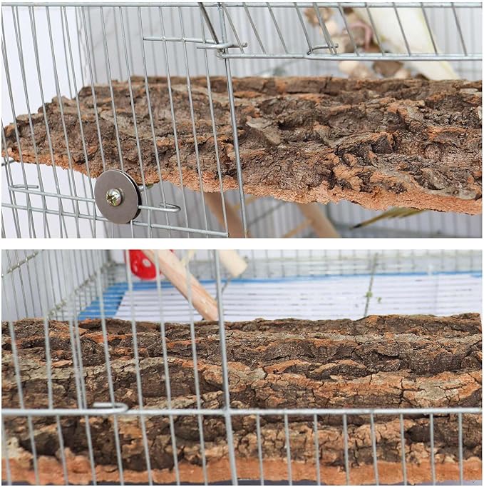 2 Pack 22 x 14 Inch 100% Natural Cork Perch, Bird Cork Seat Boards, Birdcage Bark Decor Accessories Toy for Birds Parakeets Budgie Parrot Cockatiel Hamster Guinea Pig Rat