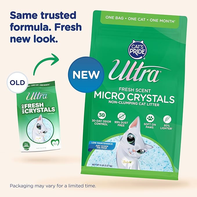 Ultra Fresh Scented Micro Crystals Premium Cat Litter - 99.9% Dust Free, Soft on Paws - 5 Lbs.