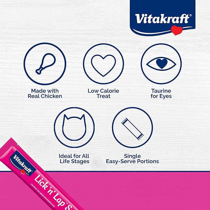 Vitakraft Lick 'n' Lap Snack Creamy, Cat Treat with Real Chicken, 80 Count