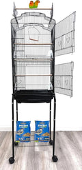 66-Inch Open/Close Play Perch Stand Top Flight Bird Side Nest Doors Cage for Cockatiel Quaker Parrot Sun Parakeet Green Cheek Conures Finches with Removable Rolling Stand