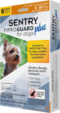 Sentry Fiproguard Plus for Dogs, Flea and Tick Prevention for Dogs (5-22 Pounds), Includes 6 Month Supply of Topical Flea Treatments