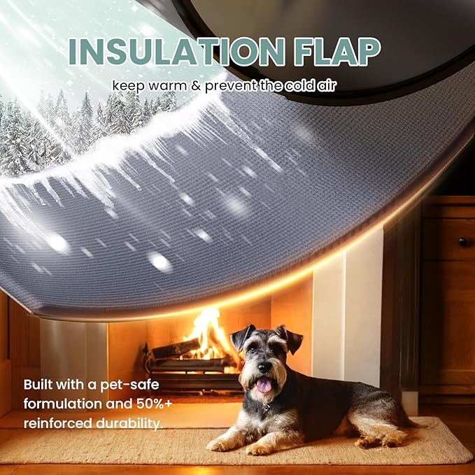 Dog Door 3 Flap, Plastic Dog Door for Wall, Large Doggy Door, Dogie Door for Interior & Exterior Walls, Magnetic Flaps, Insulation Flap, Closing Panel, Pet Door for Pets Up to 45lbs(Medium)