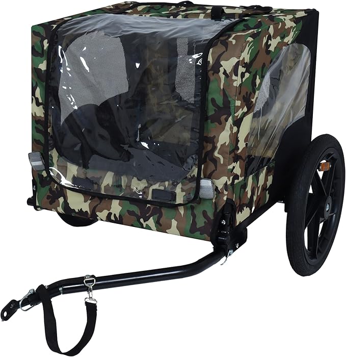 2-in-1 Dog Bike Trailer & Pet Carrier with Quick-Release Wheels, Foldable Steel Frame & Non-Slip Floor, 88 lbs Capacity for Medium/Small Dogs, Compatible with 20"-29" Bicycles