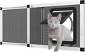 Ventilated Pet Door for Window, Fits 32"-38" Width Window, 2-Min Install | Aluminum Frame + Stainless Steel Mesh | Breathable Bug-Proof | Magnetic Closure Window Cat Door, Cat Door for Window Insert