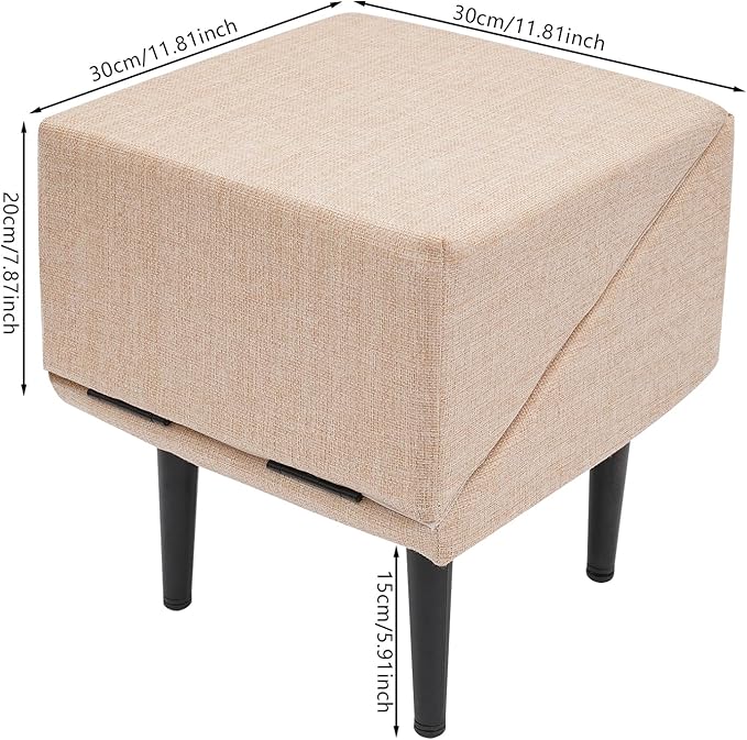 Split Ottoman Dog Ramp, 2-in-1 Foldable Lightweight Folding Pet Ramps Stairs, Dogs Ramp for Bed and Couch, for Small Animal, Small and Large Dog, Elderly Pet (Beige, 11.8 * 11.8 * 7.8in)