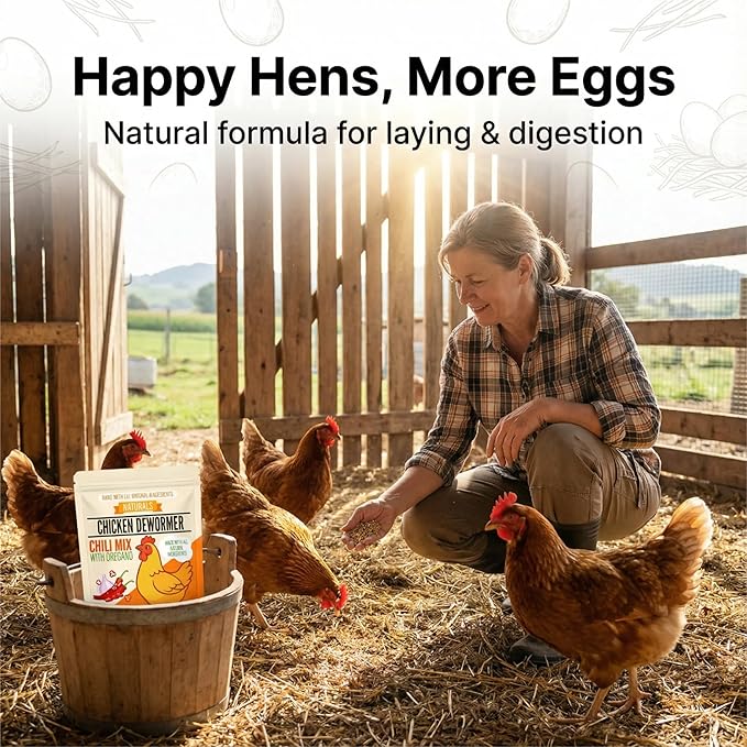 Naturals Chicken Dewormer Powder - Natural Herbal with Chili and Garlic, All-Natural Formula for Hens and Birds Duck Goose, Safe for Eggs,1LB Pouch (1)