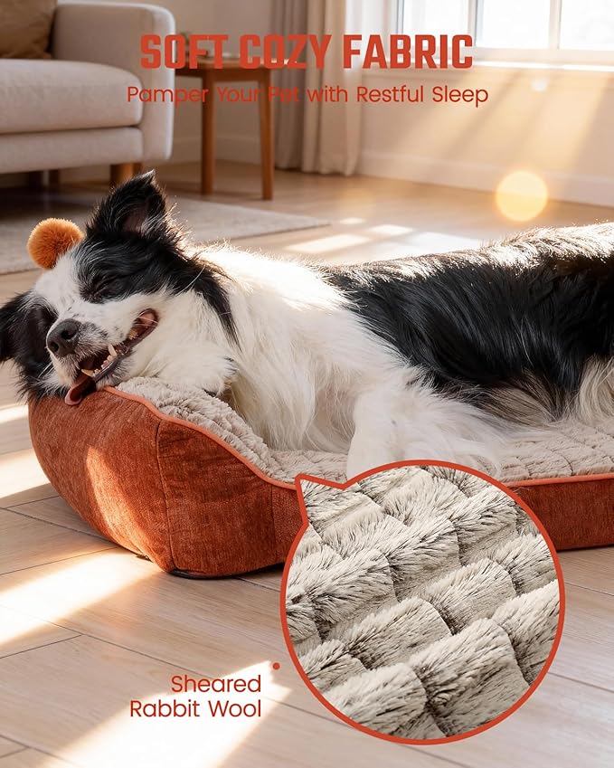 Orthopedic Dog Bed for Large Sized Dogs, Waterproof Supportive Egg Crate Foam Medium Dog Couch, Pet Bed with with Removable Bolsters, Washable Cover Non-Slip Bottom, (36''×26''×7.5'')