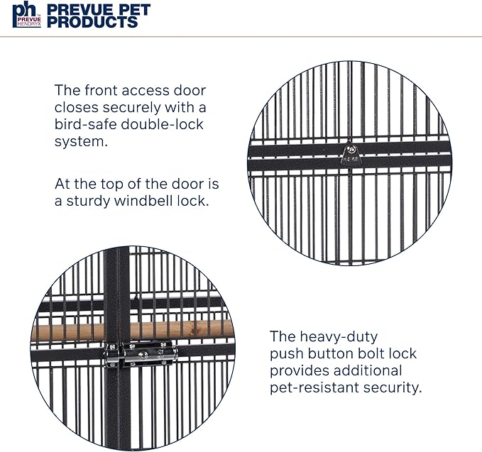 Prevue Pet Products Wrought Iron Select Bird Cage 3154BLK, Black Hammertone, 36-Inch by 24-Inch by 66-Inch