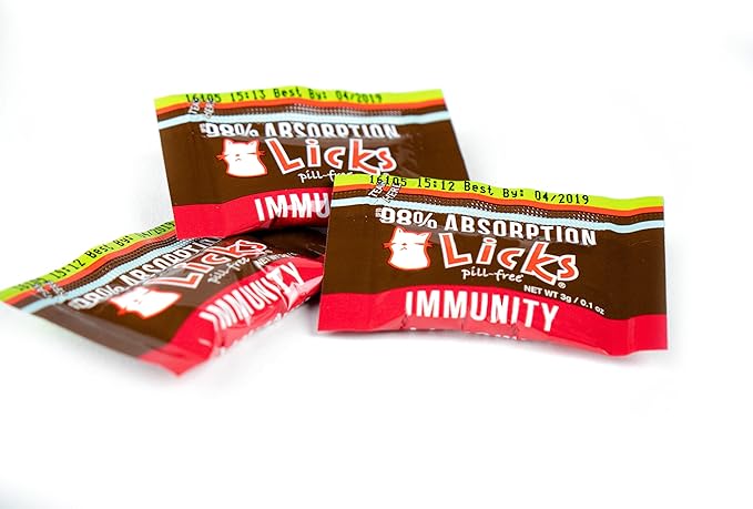 Licks Pill-Free Cat Immunity - Immune Support Cat Supplies - Respiratory Supplements - Health Supplies - Gel Packets - 10 Use