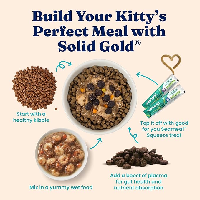 Solid Gold Dry Cat Food for Indoor Cats of All Ages - W/Lamb, Brown Rice, Barley, Probiotics & Fiber for Gut Health- Holistic & Healthy Cat Kibble for Kittens & Adults - Dry Kibble for Cats - 4 LB