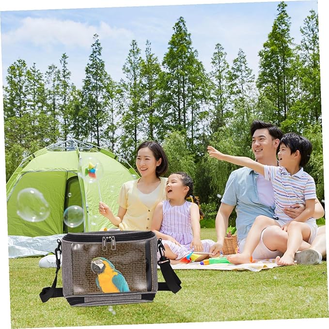 Parrot Carrier Bag with Crossbody Strap, Large Capacity Portable Bird Carrying Pouch for Outdoor Travel, Small Pet Birds Container in Gray
