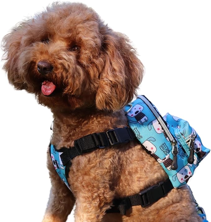PawLook Dog Backpack to Wear with Chest Harness Self Carrier dogbag with Additional Pocket for Poop Bag Anti Slip Stylish Dog Bag for Your pet Street Smart Serie Cute Medium