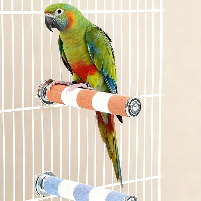 AOTU Bird Perch Natural Sandstone Parrot Perch Bird Perches for Cage– Durable Beak & Claw Trimming Grinding Stone for Birds, 7.9” x 1” – Safe, Non-Toxic, Long-Lasting Bird Cage Accessory