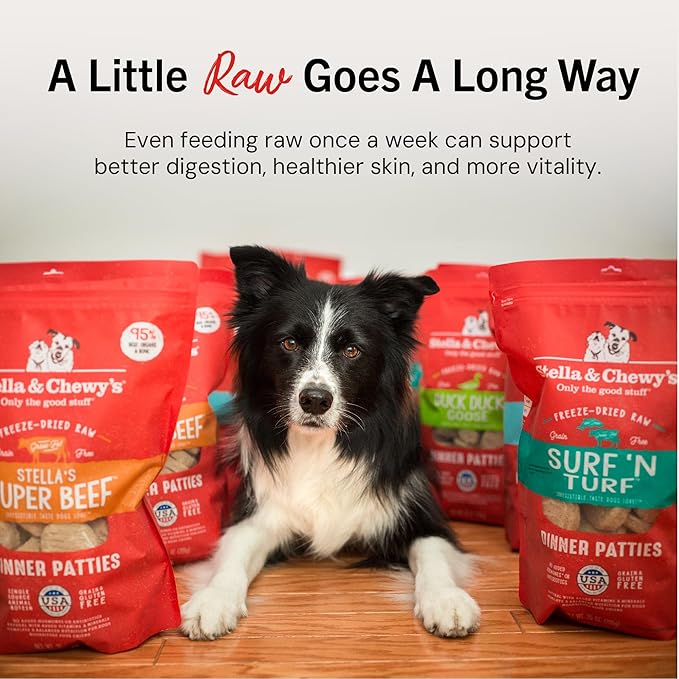 Stella & Chewy's Freeze-Dried Raw Dinner Patties - Remarkable Red Meat Blend - High Protein Grain-Free Puppy & Dog Food - Perfect For Picky Eaters - 5.5 oz