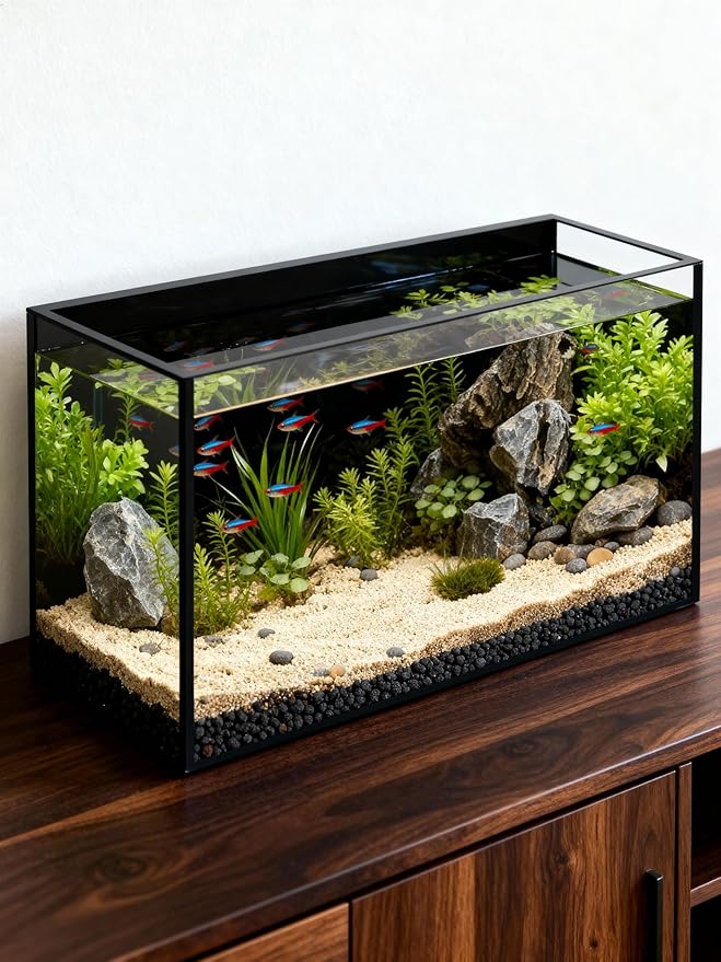 5 Gallon Fish Tank 4.8 Gallon, Small Aquarium Fish Bowl Ultra Clear Rimless Design for Betta Goldfish Snails Shrimp Aquatic Planting