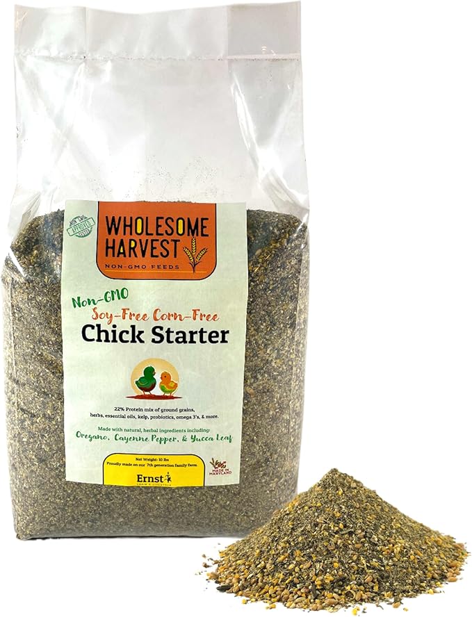 Corn & Soy-Free Chick Starter Feed - All Grain & Non-GMO Chick Food Starter with Omega 3 - Chicken Feed for Growing Healthy Chicks with High-Protein 22% and Probiotics - 10 Lb