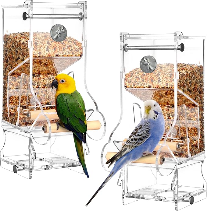 Hosukko 2PCS No Mess Bird Feeder, Transparent Acrylic, Reducing Waste, Suitable for Small Birds