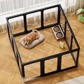 Jalove Clear Acrylic Dog Playpen Indoor, 12 PCS Plastic Puppy Playpen with Door, Cat Rabbit Ferret Pet Play Pen, Easy Assemble Dog Fence Crate Kennel Whelping Cage Enclosure for Small Dogs, Black