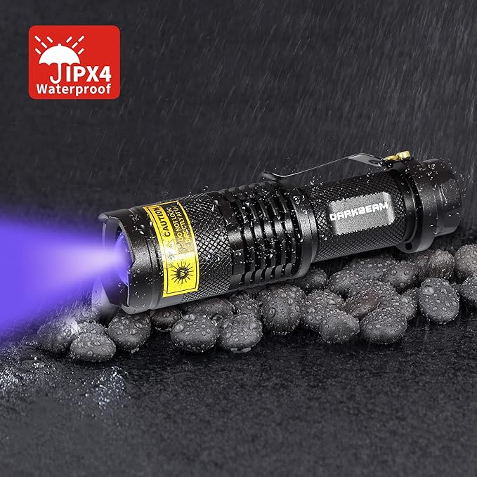 DARKBEAM UV 395nm Flashlight Ultraviolet led Light Blacklight Wood's lamp Portable 400nm Mini Detector for Dog/Cat Urine Pet Stains, Anti-counterfeiting Identification, Resin Curing, AA
