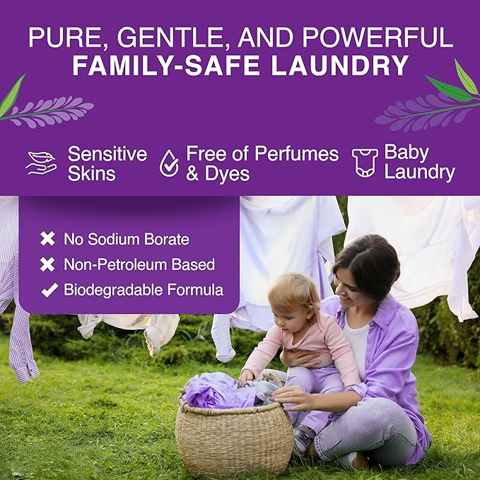 Good Natured Brand | Pet Stain & Odor Remover for Laundry | Pet Laundry Detergent for Dogs Beds, Cat Pee, Smell, Dog Drool | Hypoallergenic & Non-Toxic | Lavender | 47oz 94 Loads