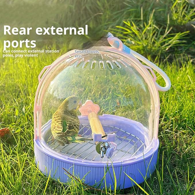 Breathable Outdoor Bird Carrier with Detachable Floor Grids Spacious Interior & Attached Water Bottle Ventilated Bird House for Travel