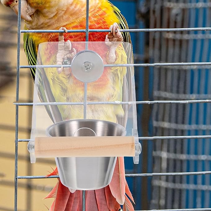 Toyvian Automatic Bird Feeder No-Spill Parrot Feeder Cup Small Size Bird Food Container for Cage Feeding Parakeet Dispenser and Watering Supplies