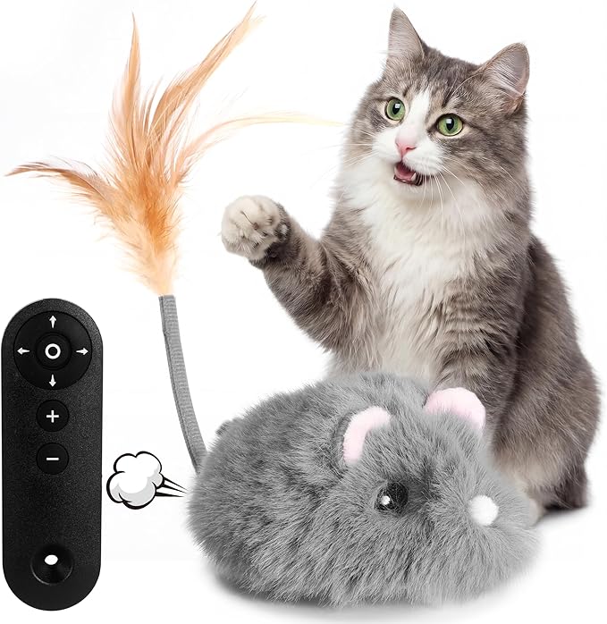 Cat Toys for Indoor Cats,4-Direction Remote Control Cat Toy 2026 Newly Upgraded Interactive Cat Toy Mouse with Detachable Tires Stuffed Mouse Gifts for Cats