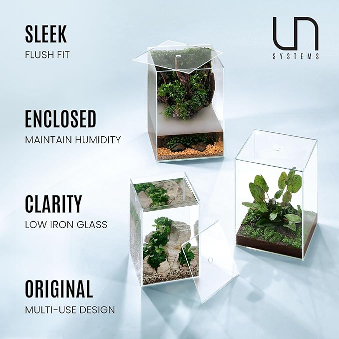Ultum Nature Systems Prism Rimless Glass Aquarium - Cube Tank with Mitered Lid, Tall Nano Fish Tank for Home & Office - UNS Prism, 30TM