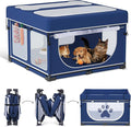 LOOBANI Foldable Dog Playpen with Cover: 1 Min Setup Pet Puppy Playpen Indoor, Sturdy Reinforced Steel/Iron Frame Dog Fence, Portable Whelping Box for Home Dog Cat Rabbit-43.3"x43.3"x27.1"│Patented
