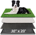 Dog Grass Pad with Tray, 30" x 20" Large Artificial Grass Pad for Dogs, Indoor Washable Dog Litter Box Reusable Puppy Toilet Pet Loo for Puppy Potty Training