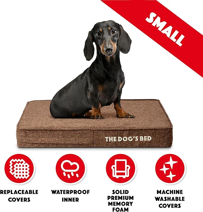 The Dog’s Bed Orthopedic Memory Foam Dog Bed Mattress, Linen Fabric, Brown Linen, Small, 4-Inch