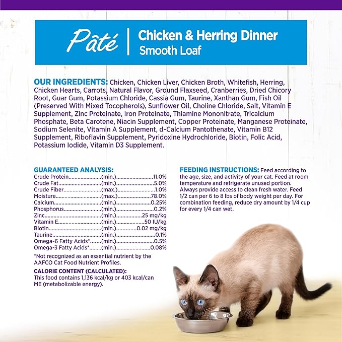 Wellness Complete Health Pate Adult Wet Cat Food, Natural, Protein-Rich, Grain Free, 12.5 Ounce, 12 Pack, (Chicken & Herring)