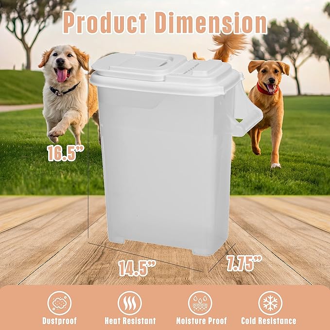 Buddeez 32 Quart Pet Food Dispenser with Lid - Airtight Storage for Dog Food, Cat Food, and Bird Seed - Easy Pour Spout for Mess Free Serving