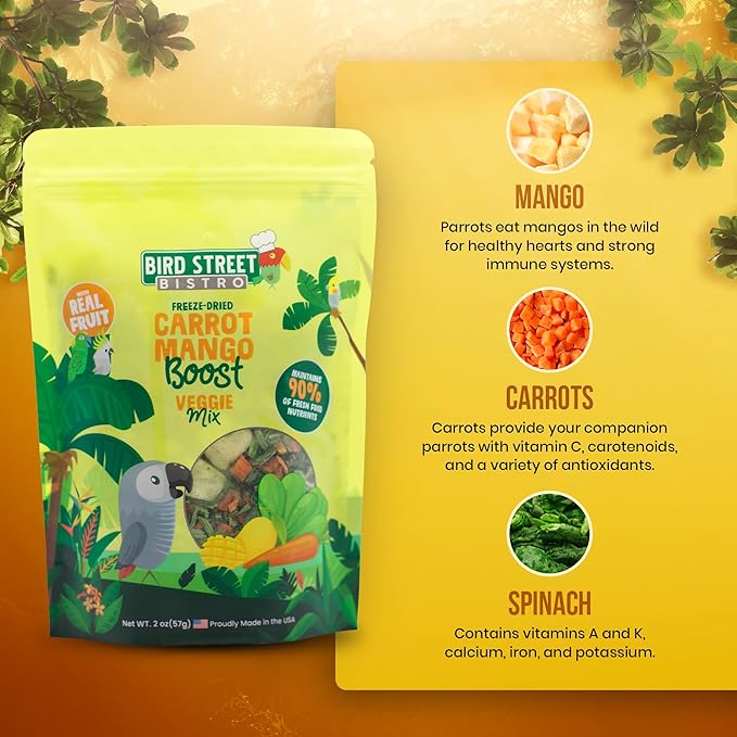 Bird Treats - Parrot Treats - Cockatiel Food - Parakeet Treats - Conure Bird Food - Cockatiel Treats - Sun Conure Food - Cockatiel Bird Food - Parakeet Bird Food (Carrot Mango Boost)