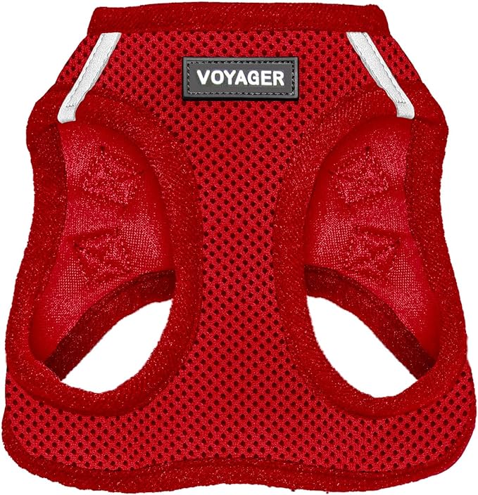 Best Pet Supplies Voyager Step-in Air Harness - All Weather Mesh, Reflective, No Pull Harness for Dogs, Cats - Secure with Hook & Loop Fastener, Buckle, Double D-Rings - Red, XS