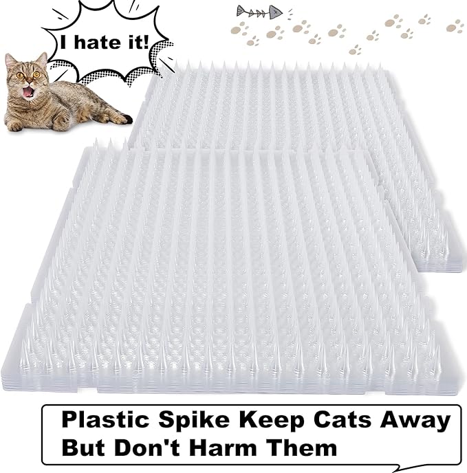 Nuanchu 12 Pieces Cat Deterrent Mat Cat Repellent Mat with Spikes Keep Dogs Off Counter Anti Pet for Outdoor Indoor Plants Garden Sofa Window(16 x 13 Inches,Clear)
