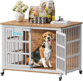 EasyCom 41"/33"/27" L Heavy Duty Dog Crate Furniture with Name Tag, Dog Kennel Indoor for Medium Dogs, Double-Doors Sturdy Metal Dog Cage for Anxiety Dog, Decorate House as TV Stand, End Table