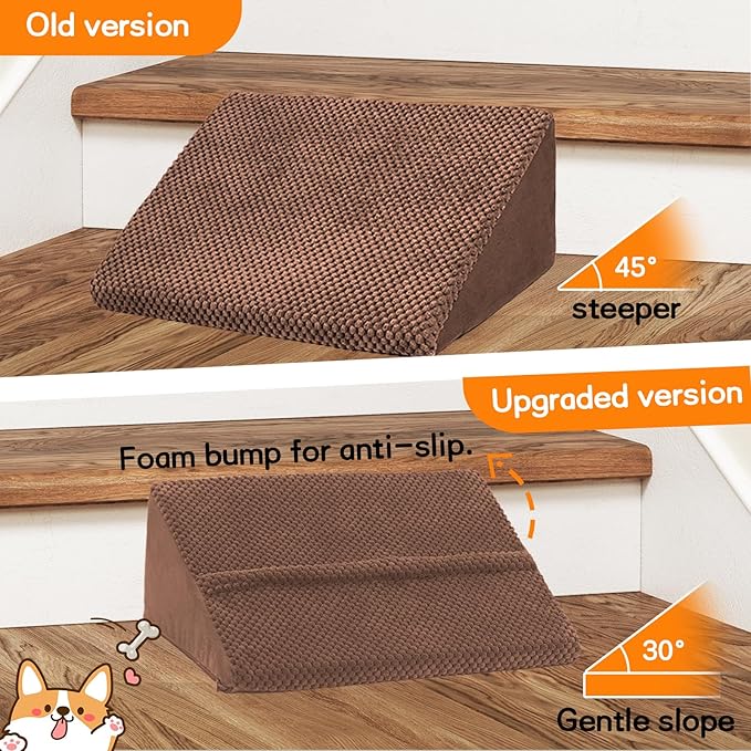 Upgrade Non-Slip Dog Ramps/Stairs for Staircase, Foam Dog Ramps for Stairs Inside House, Foam Pet Ramps for Small Dogs, Stair Ramp for Injured Dogs Cats with Self-Sticky Pads to Fix, 6 Pack