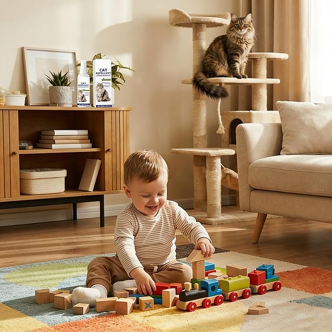 Cat Training Spray with Natural Bitter Extract - Stop Scratching Furniture & Urine Marking, Gentle Deterrent for Indoor Use, Keep Cats Off Counters, Beds, Curtains