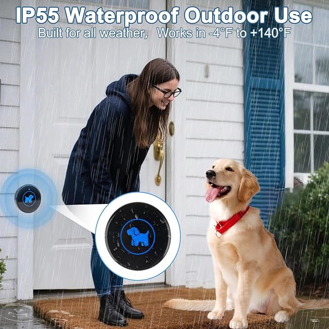 High Sensitivity Dog Door Bell 2026 Version, Dog Doorbells for Potty Training – Dog Bells to Go Outside, 1000Feet Range, Waterproof Button, 55 Melodies & 5 Notification Modes (1 Button)