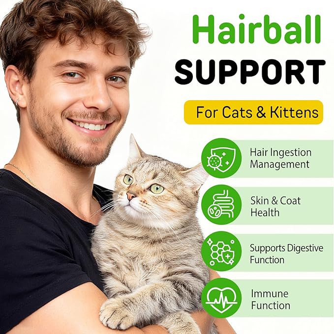 Hairball Control Cat Treats - Hairball Treatment for Cats,Cat Hairball Remedy & Relief for Cats-Cat Hairball Control with Psyllium Seed Husk and Vitamins,Promotes Skin & Coat,Digestive,Urinary Health
