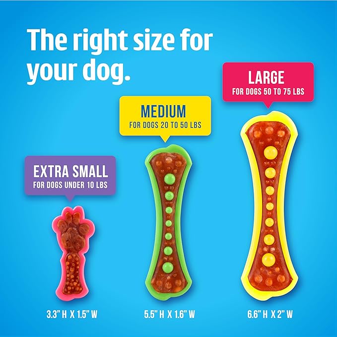 Hartz Chew 'n Clean Dental Duo Dog Treat & Chew Toy, Color Varies, Large, 3 Pack