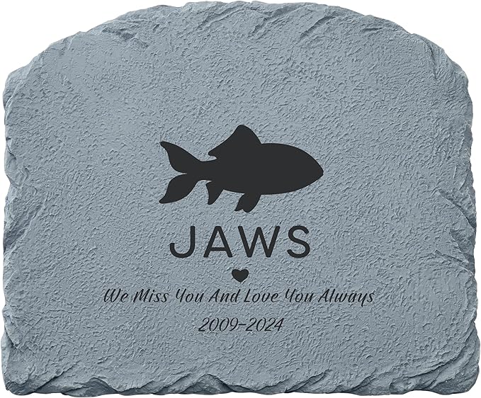 Let's Make Memories Personalized Memorial Garden Stone - Pet Silhouette - in Loving Memory - Fish