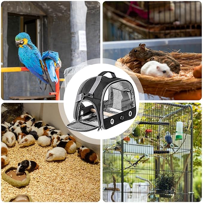 Portable Bird Travel Cage - Parrot Backpack with Strap, Compact Small Birds Carrier | Lightweight Outdoor Cage for Conures Budgies Parakeets Gentoo Parrots Travel Use Transport Companion
