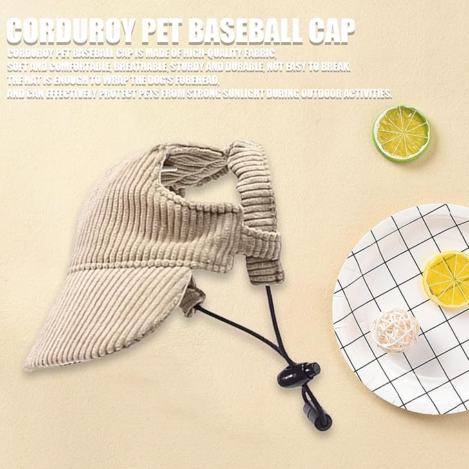 Dog Baseball Cap, Dog Cat Summer Beach Visor Hat with Ear Holes, Adjustable Puppy Sunbonnet Headdress (Khaki, X-Large)