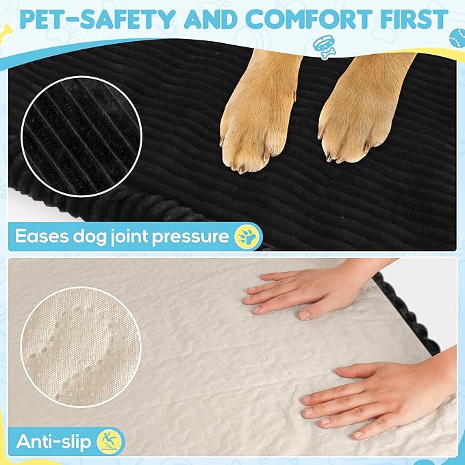 Dog Car Bed, Non-Slip Backseat Extender Pet Mat, Removable Washable Dog Bed for SUVs, Sedans & Trucks, Anti-Slip Travel Bed for Dogs, Easy Clean & Scratch-Proof & Comfort (Black, 56"Lx28.7"W×2"H)