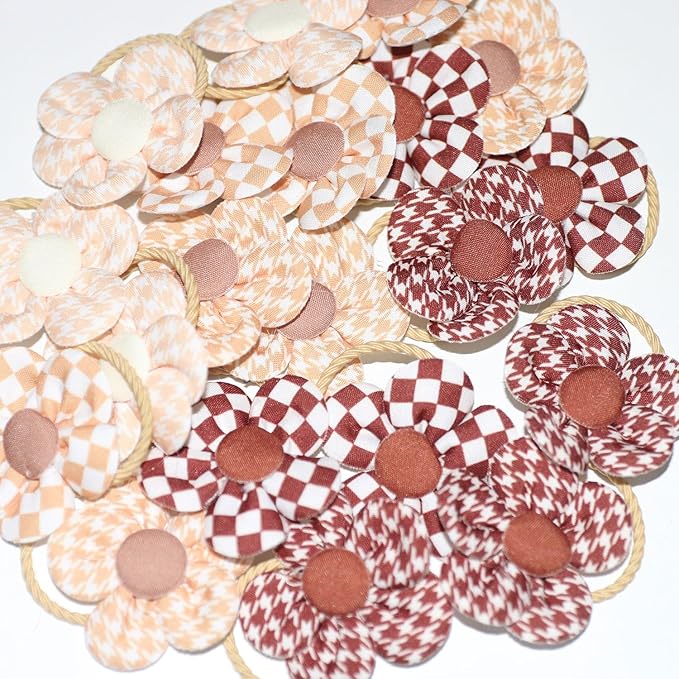 20 Pcs Handmade Cute Puppy Hair Bows, Flower Bowknot with Rubber Bands for Small Dog Hair Ties Accessories Brown