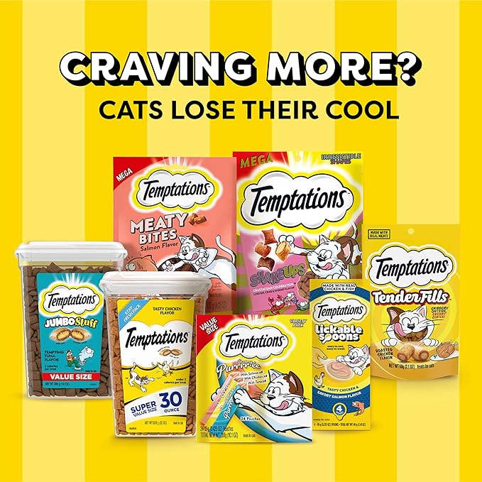 Temptations Cat Treats, Classic Crunchy and Soft Cat Treats, Blissful Catnip Flavor, Catnip Treats, 6.3 oz. Pouch (Pack of 10)