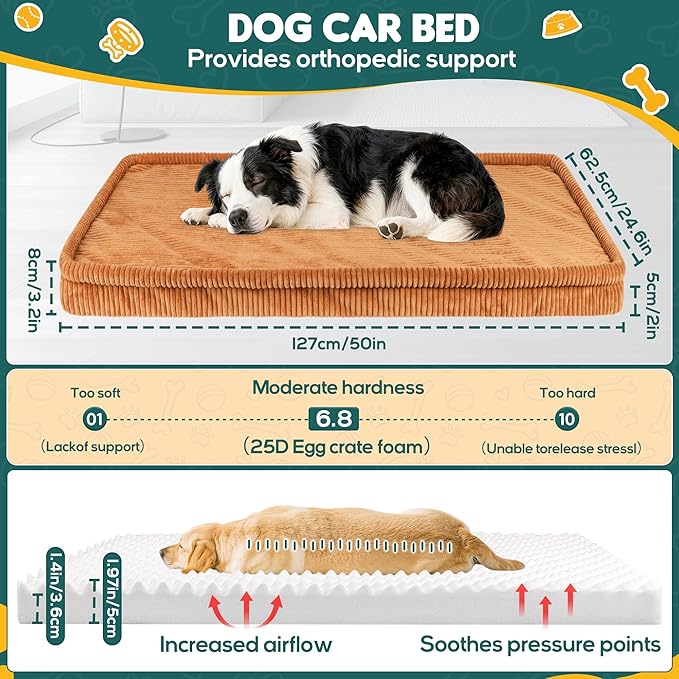 Dog Car Bed, Non-Slip Backseat Extender Pet Mat, Removable Washable Dog Bed for SUVs, Sedans & Trucks, Anti-Slip Travel Bed for Dogs, Easy Clean & Scratch-Proof & Comfort (M, No Backseat Extender)